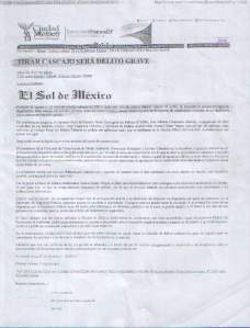 Tirar cascajo es delito, El Sol de México