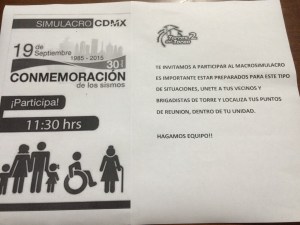 Invitación a simulacro 19 de septiembre